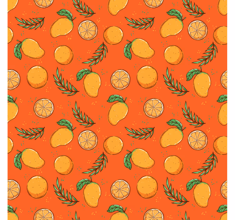 Papel pintado ornamental con diseño de cítricos - TenVinilo