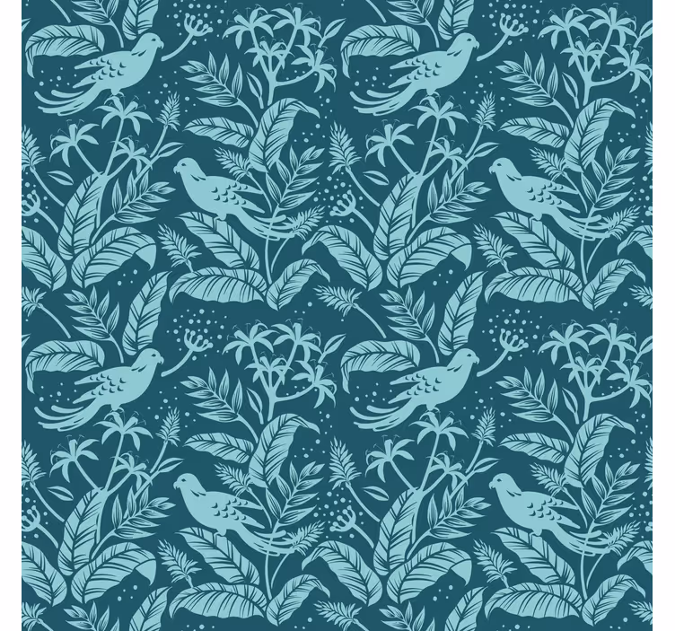 Papel pintado ornamental patrones de aves botánicas - TenVinilo