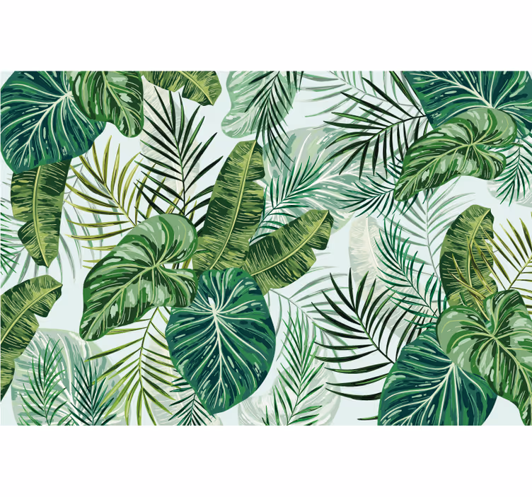 Papel pintado selva hojas verdes grandes - TenVinilo