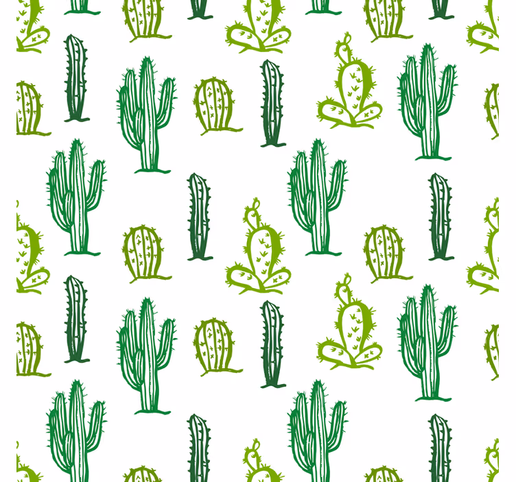 Papel pintado salón patrón cactus verde - TenVinilo