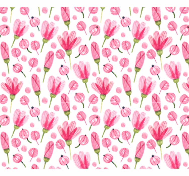Papel pintado salón patrón de flores rosas - TenVinilo