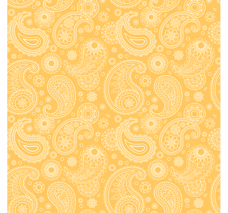 Papel pintado salón paisley amarillo árabe - TenVinilo