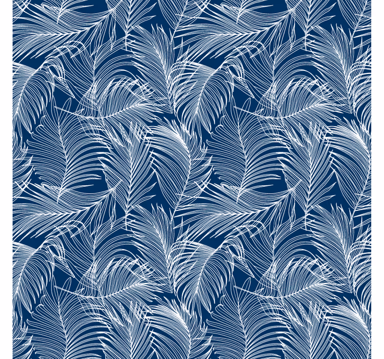 Papel pintado hojas hojas azules con contorno blanco - TenVinilo
