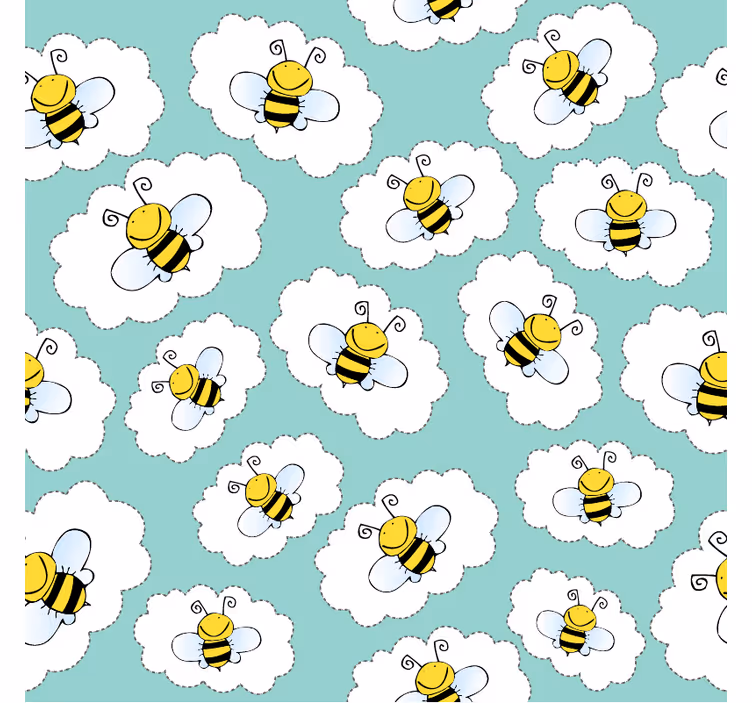 Papel pintado infantil nubes y abejas - TenVinilo