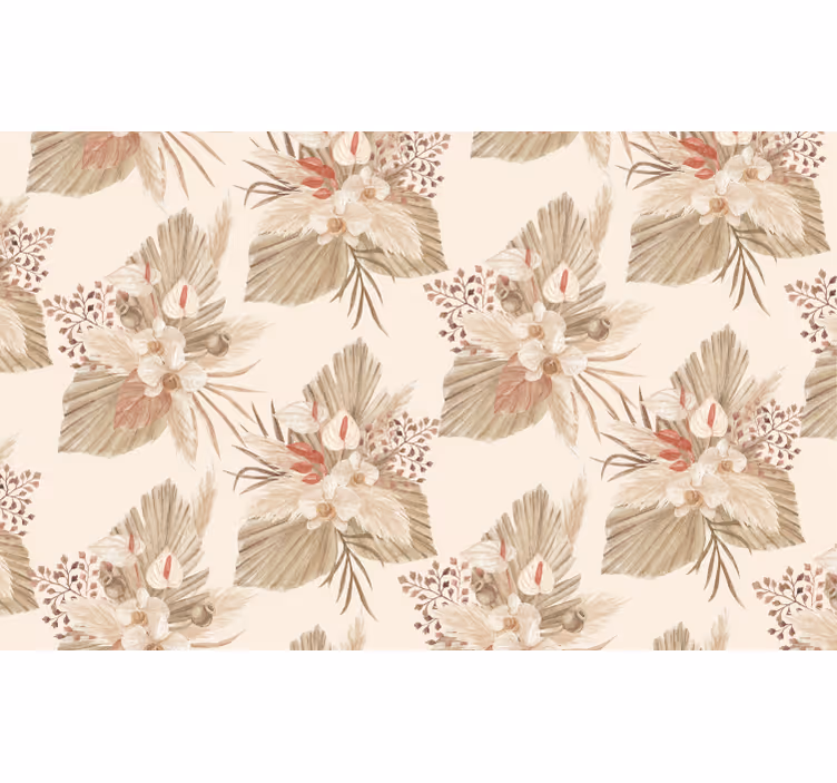 Papel pintado salón flores secas con pampas - TenVinilo