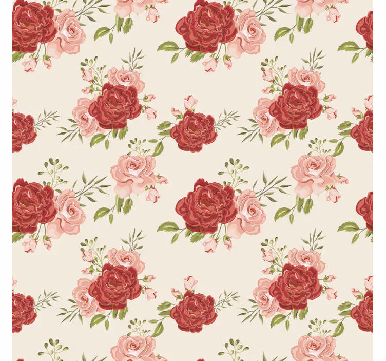 Papel pintado flores rosas elegantes - TenVinilo