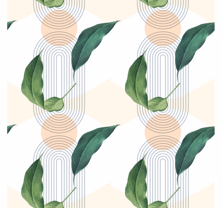Papel pintado dormitorio patrón geométrico de hojas - TenVinilo