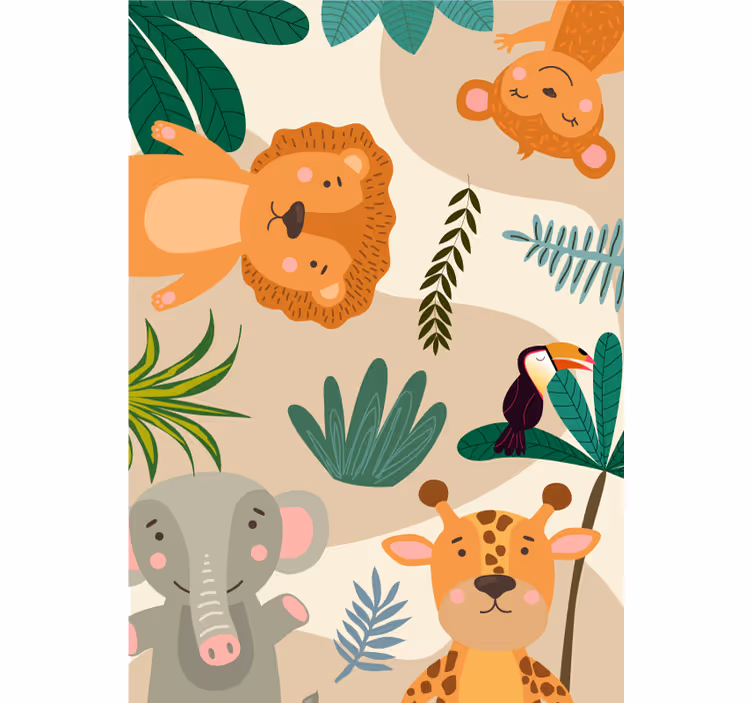 Papel pintado animal selva nórdica para niños - TenVinilo