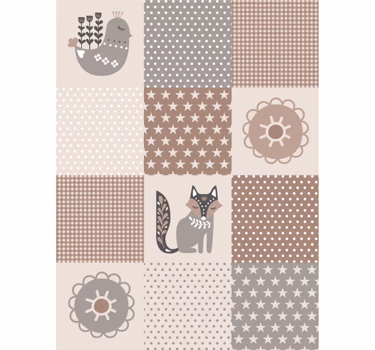 Papel pintado animal animales y azulejos nórdicos - TenVinilo