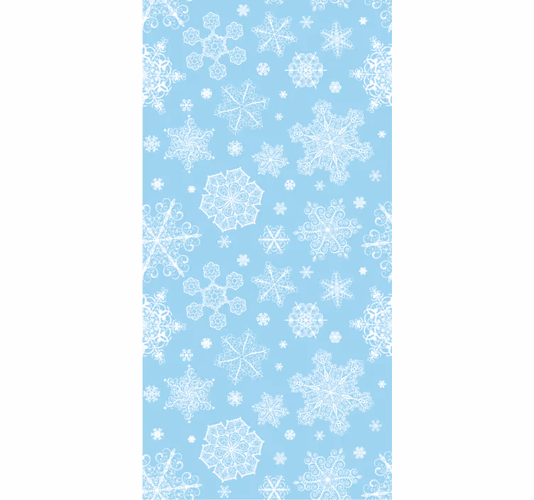 Papel pintado dormitorio copos de nieve blancos sobre fondo azul - TenVinilo