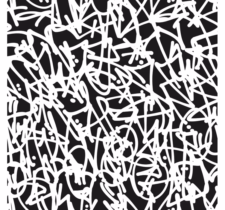 Papel pintado dormitorio graffiti en blanco y negro - TenVinilo
