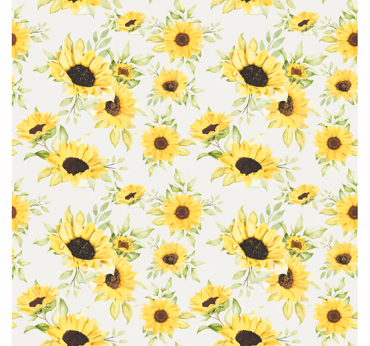 Papel pintado texturas patrón de girasoles acuarelados - TenVinilo