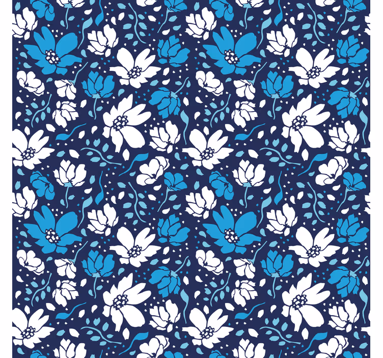 Papel pintado texturas margaritas blancas sobre fondo azul - TenVinilo