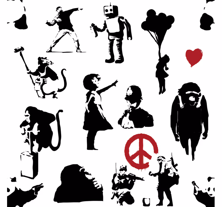 Papel pintado dormitorio con patrones de personajes divertidos - TenVinilo