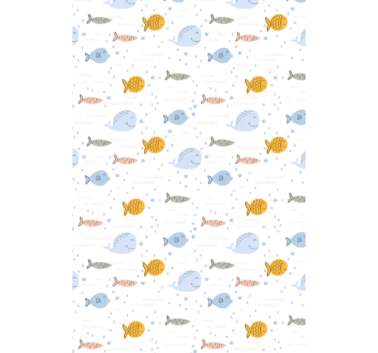 Papel pintado animal pescado multicolor de dibujos - TenVinilo