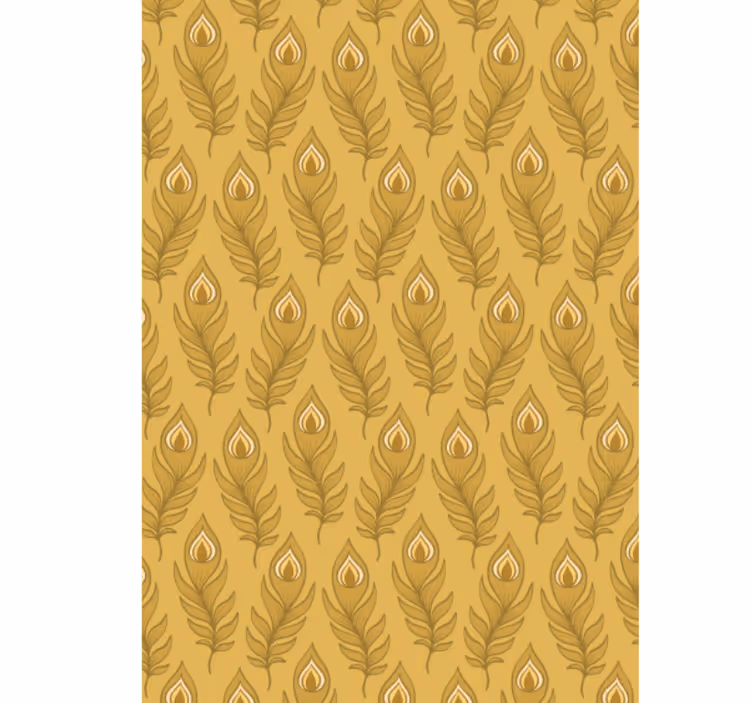 Papel pintado animal pavo azul floral con dos flores doradas - TenVinilo