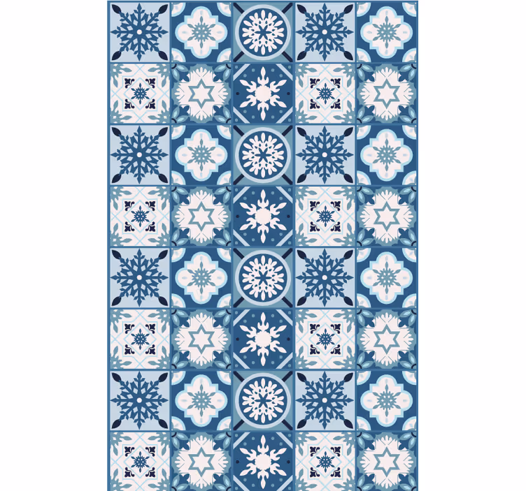 Papel pintado navidad azulejos copos de nieve - TenVinilo