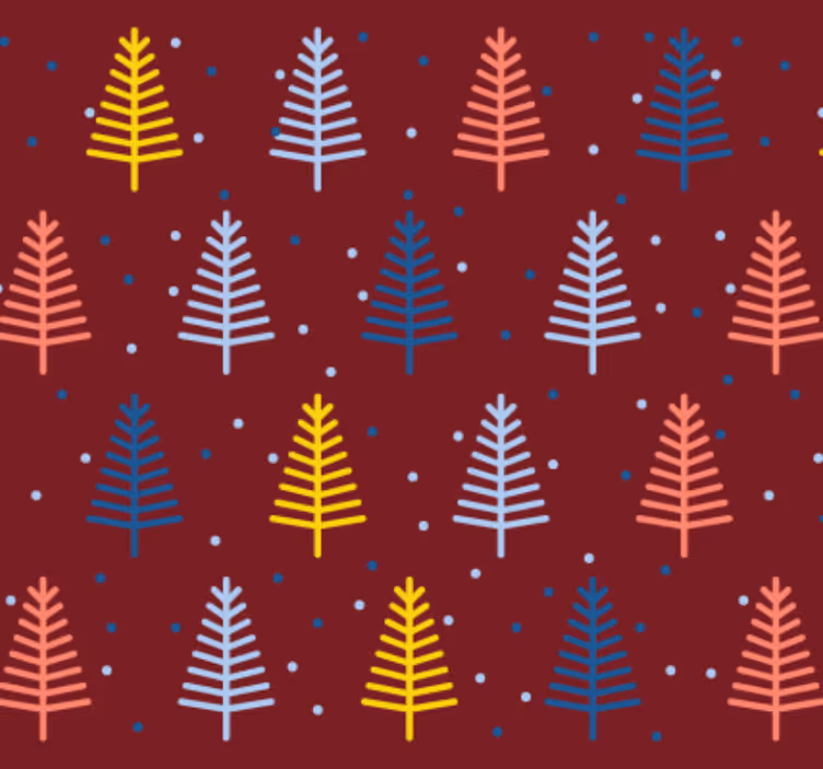 Papel pintado navidad patrón de árboles rojos - TenVinilo