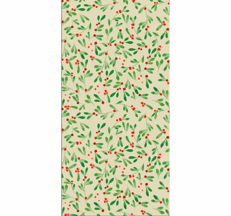 Papel pintado navidad patrón de berries navideñas - TenVinilo