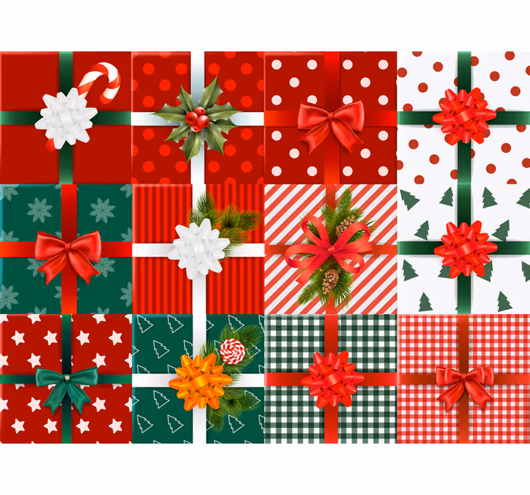 Papel pintado navidad patrones de regalos festivos - TenVinilo