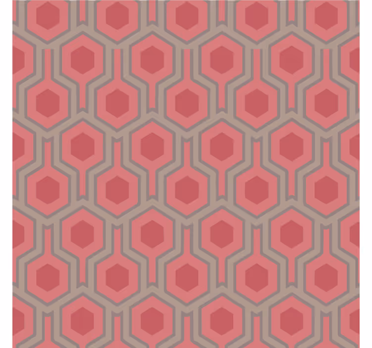 Papel pintado oficina hexágonos rosa de los 70 - TenVinilo