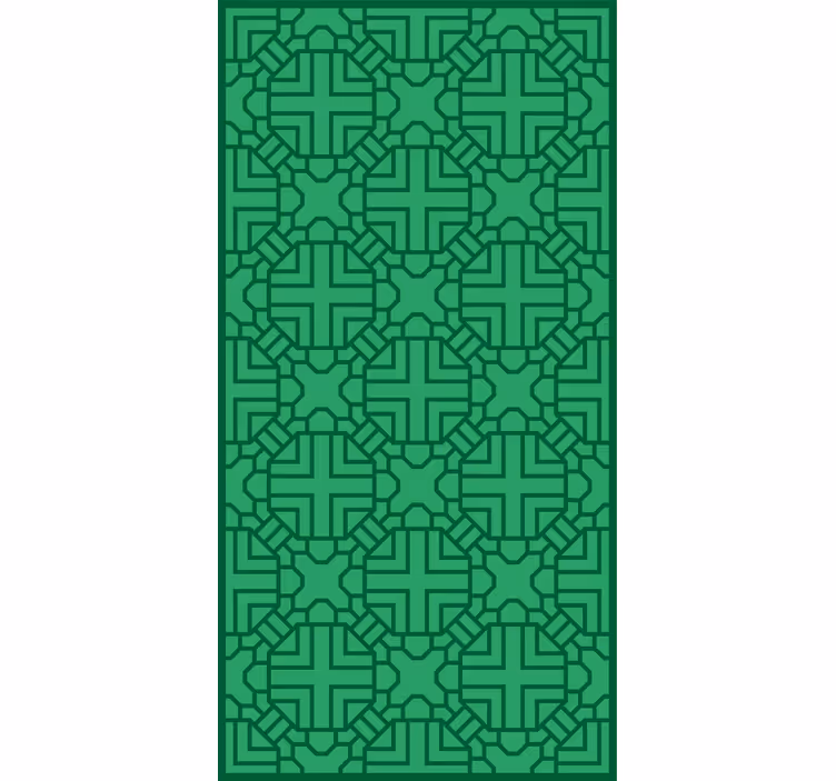 Papel pintado pasillos patrón geométrico verde - TenVinilo
