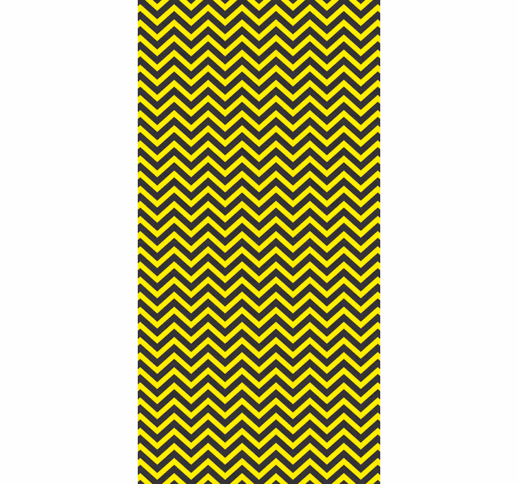 Papel pintado pasillos diseño zigzag negro y amarillo - TenVinilo