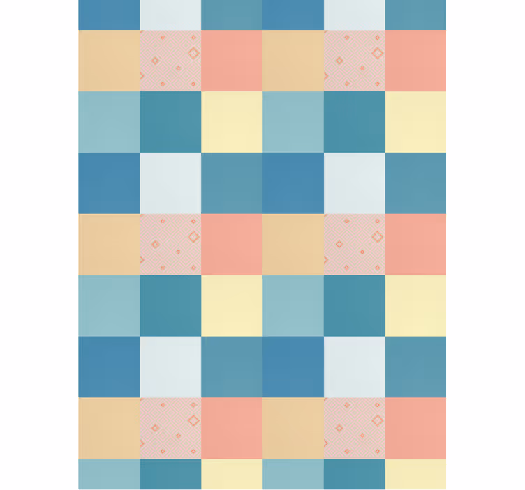 Papel pintado pasillos patrón retro colorido patchwork - TenVinilo