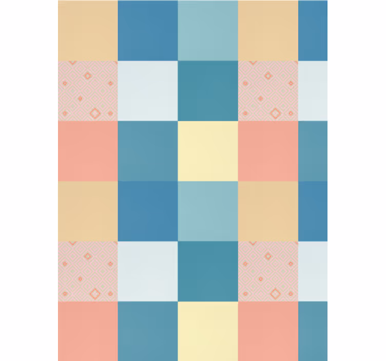 Papel pintado comedor patrón retro colorido patchwork - TenVinilo