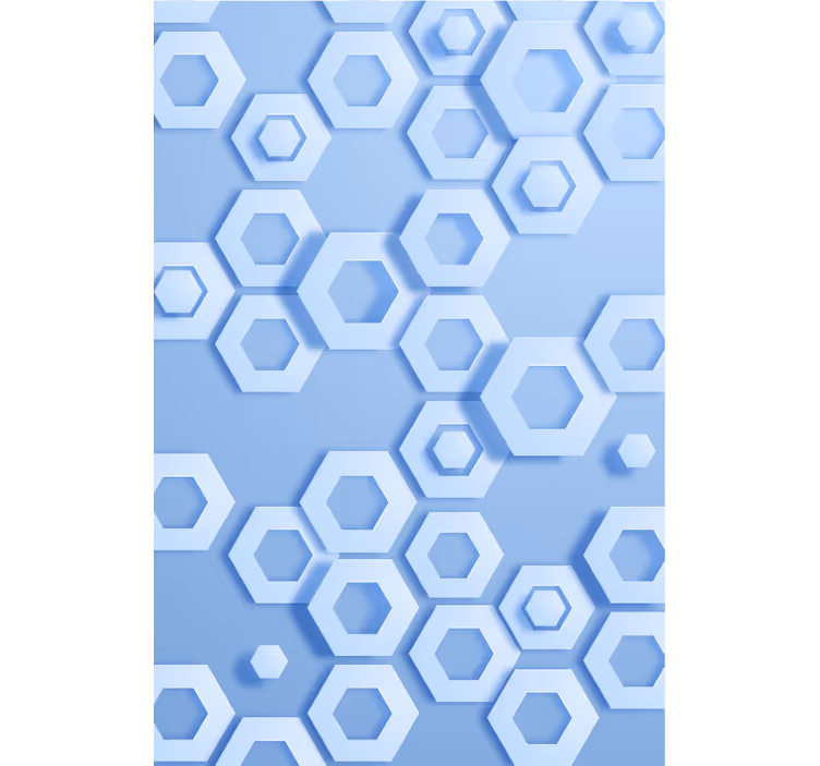 Papel pintado geométrico patrón hexagonal azul - TenVinilo