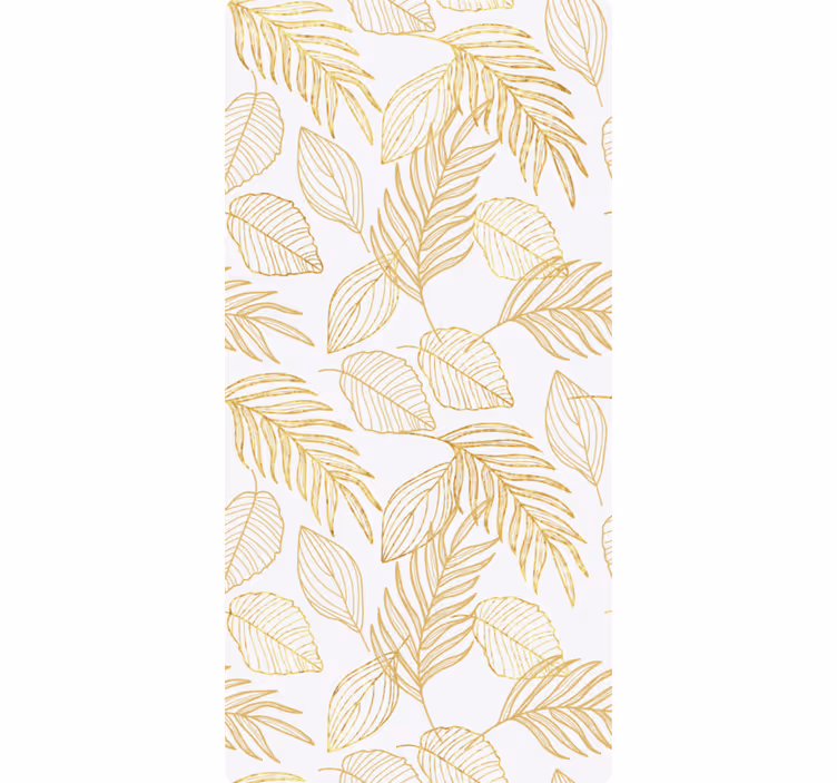 Papel pintado naturaleza blanco con hojas doradas - TenVinilo