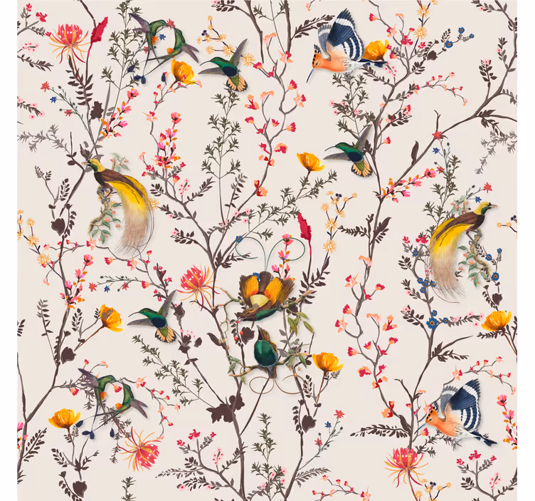 Papel pintado naturaleza diseño floral naturalista - TenVinilo