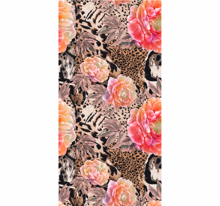 Papel pintado naturaleza piel de leopardo floral - TenVinilo