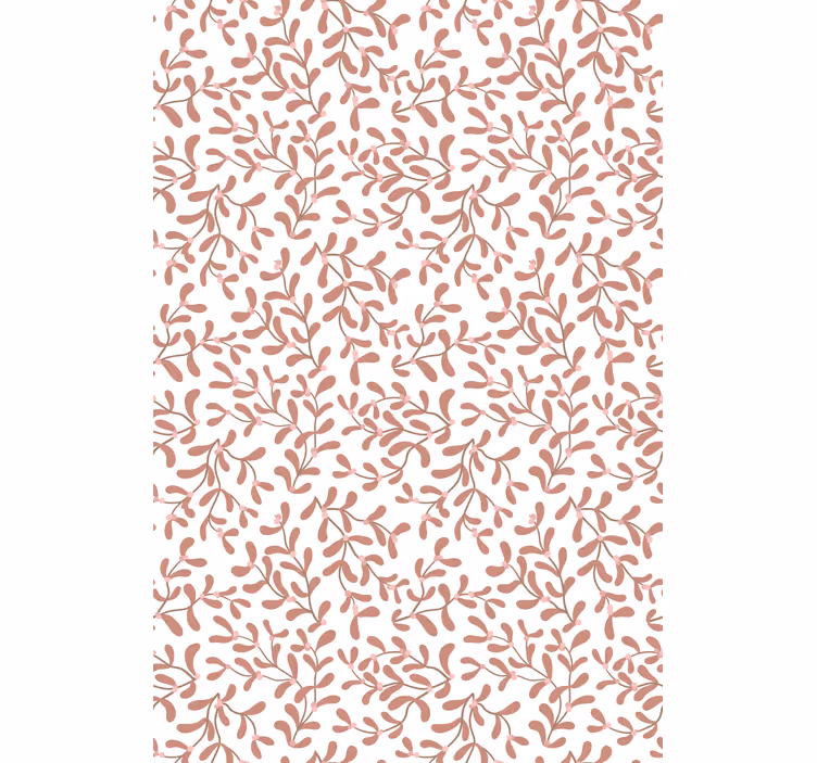 Papel pintado naturaleza patrón hojas pequeñas terracota - TenVinilo