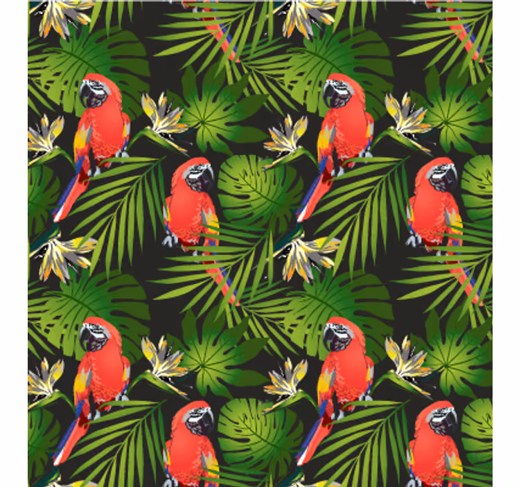 Papel pintado naturaleza loro tropical y vegetación - TenVinilo