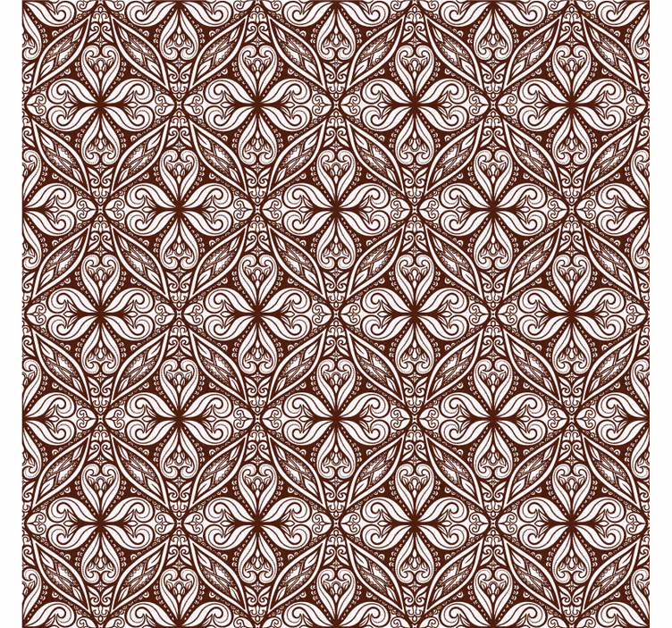 Papel pintado retro patrón floral marrón - TenVinilo