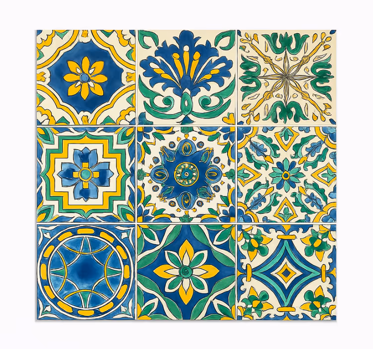 Papel pintado azulejos estilo mediterráneo - TenVinilo