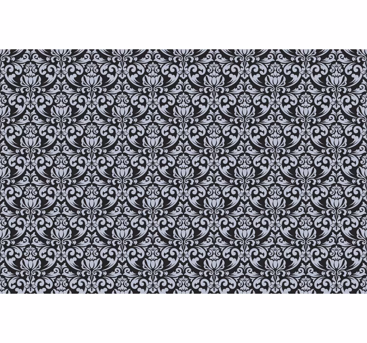 Papel pintado azulejos mosaico barroco gris y negro - TenVinilo