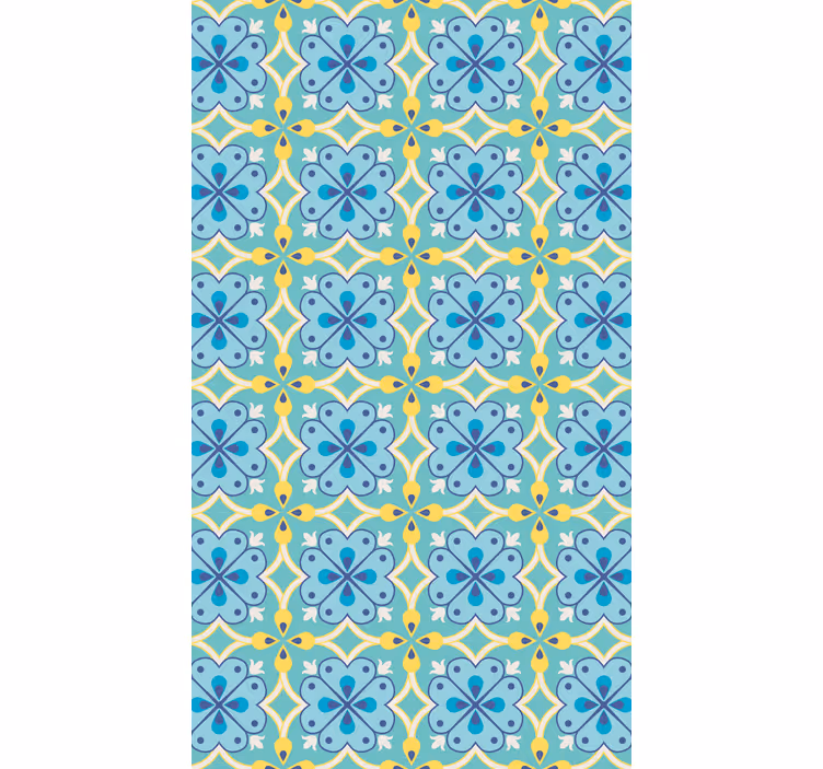 Papel pintado azulejos elementos en flor - TenVinilo