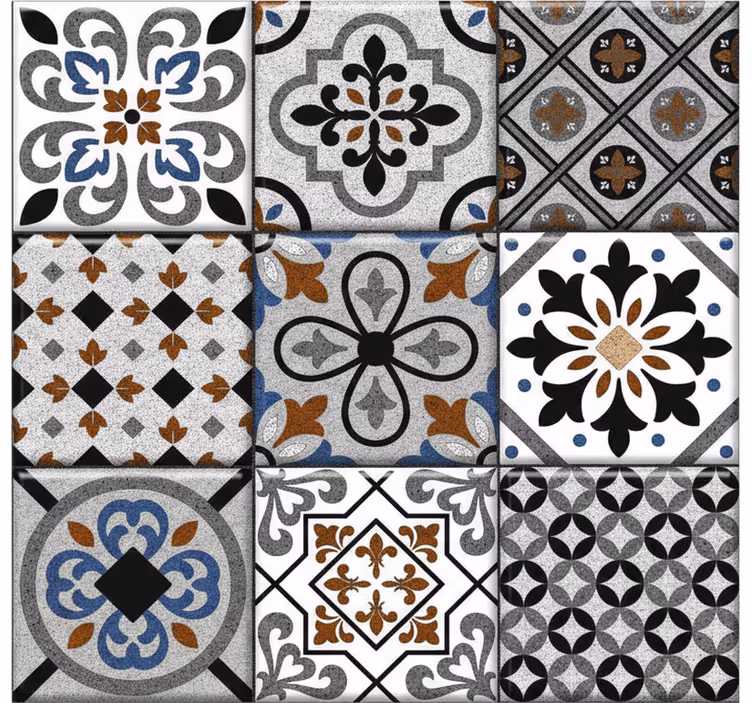 Papel pintado azulejos diseño marroquí oscuro - TenVinilo