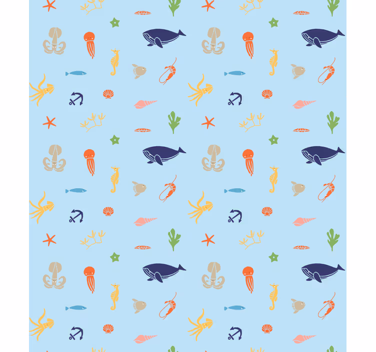 Papel pintado infantil animales marinos minimalistas - TenVinilo