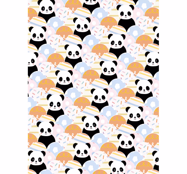 Papel pintado infantil diseño patchwork panda - TenVinilo