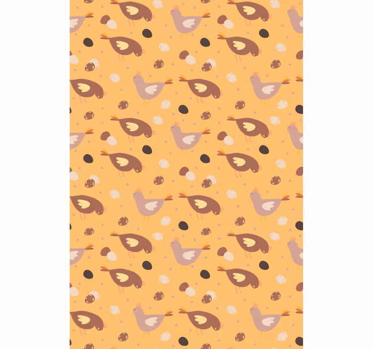 Papel pintado infantil patrón de pollitos naranjas - TenVinilo