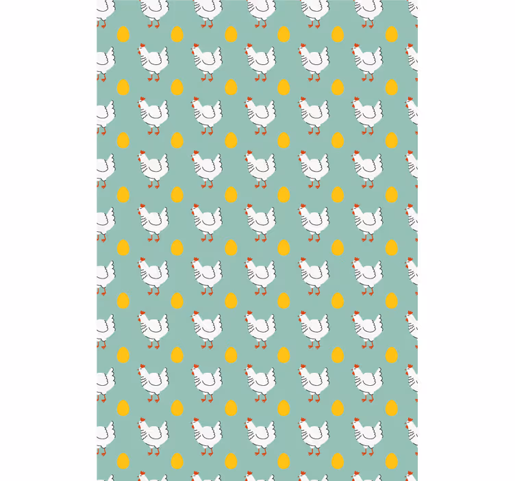 Papel pintado infantil pollito blanco fondo azul - TenVinilo