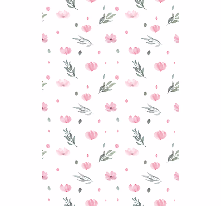 Papel pintado infantil flores pequeñas minimalistas rosas - TenVinilo