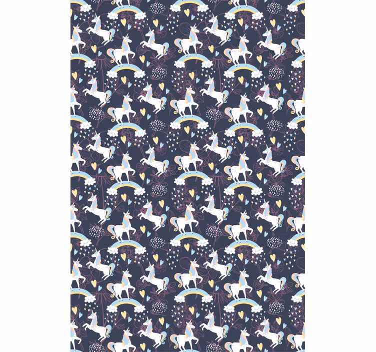 Papel pintado infantil unicornios rosas florales - TenVinilo