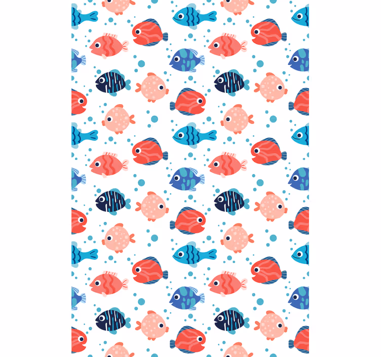 Papel pintado infantil peces rosas y azules - TenVinilo