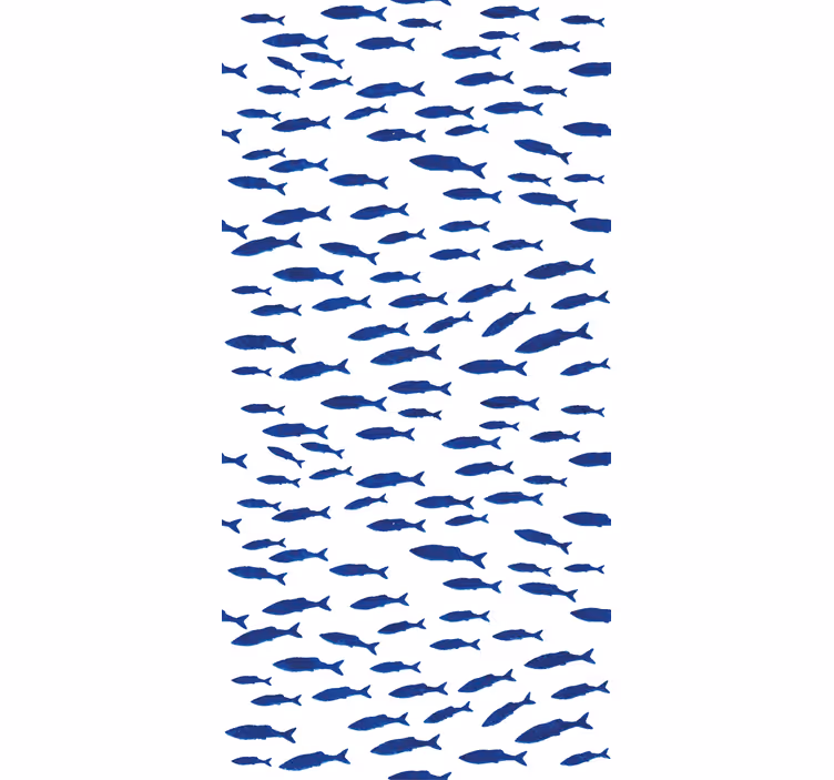 Papel pintado infantil patrón de peces en cardumen - TenVinilo