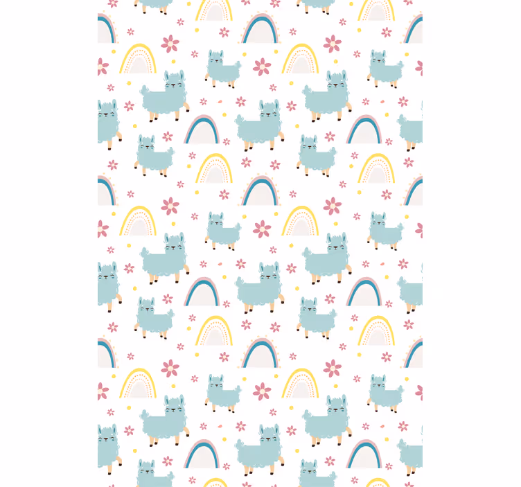 Papel pintado infantil llamas y arcoíris - TenVinilo