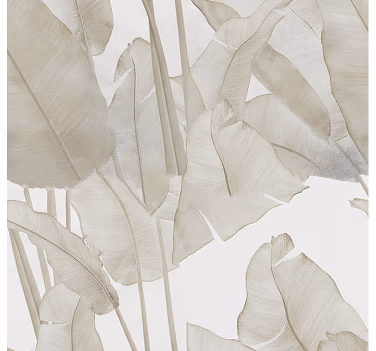Papel pintado salón hoja de plátano beige - TenVinilo